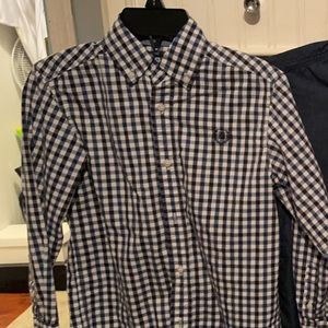 Boys Chaps small blue gingham l/s button-up